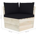 vidaXL Salon de jardin palette 3 Pièces avec coussins Épicéa imprégné