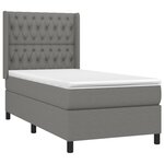 vidaXL Sommier tapissier et matelas et LED Gris foncé 100x200 cm Tissu