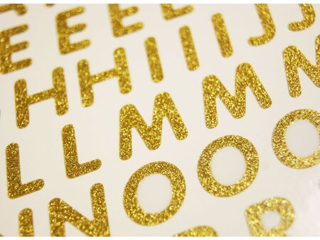 66 Autocollants - Alphabet - Paillettes dorées