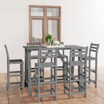 vidaXL Ensemble de bar d'extérieur 7 Pièces Gris Bois d'acacia massif
