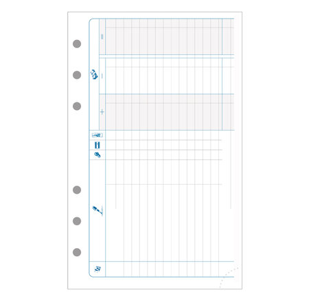 Recharge accessoire Exatime 17 recettes-dépenses Pack 47 feuillets 172x105 mm EXACOMPTA