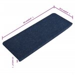 vidaXL Tapis d'escalier auto-adhésifs 15 Pièces 65x24 5x3 5 cm Bleu