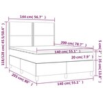 vidaXL Sommier tapissier et matelas et LED Gris foncé 140x200 cm Tissu