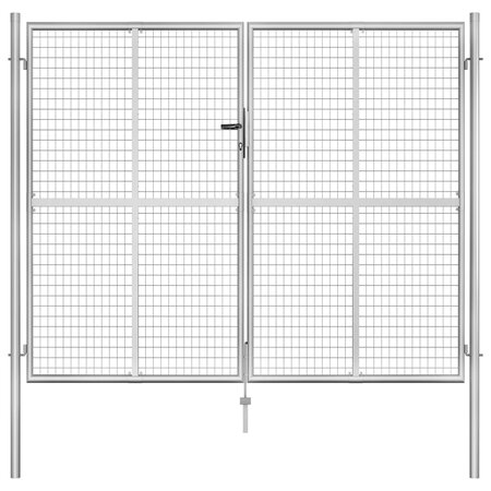 vidaXL Porte de jardin Acier galvanisé 306x250 cm Argenté