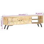 vidaXL Meuble TV 140x30x40 cm Bois de manguier massif
