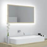 vidaXL Miroir LED de salle de bain Chêne sonoma 80x8 5x37 cm Acrylique