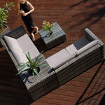Tectake canapé de jardin sienne 4 places avec coffre de rangement - marron naturel/gris foncé