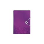 Trieur ménager wow en polypropylène. 5 compartiments  fermeture par élastique  violet leitz