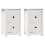 vidaXL Tables de chevet 2 Pièces Blanc 40x35x61 5 cm Bois de pin massif