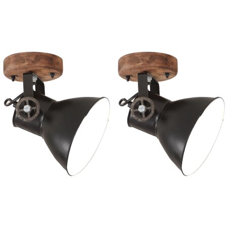 vidaXL Lampe murale industrielle/de plafond 2 Pièces Noir 20x25 cm E27