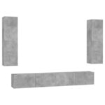 vidaXL Ensemble de meubles TV 4 Pièces Gris béton Aggloméré