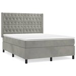 vidaXL Lit à sommier tapissier et matelas Gris clair 140x190cm Velours