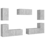 vidaXL Ensemble de meubles TV 7 Pièces Gris béton Aggloméré