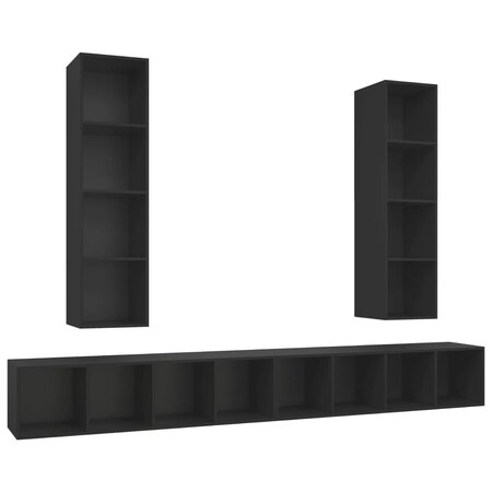 vidaXL Meubles TV muraux 4 Pièces Noir Aggloméré