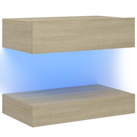 vidaXL Table de chevet Chêne sonoma 60x35 cm Aggloméré