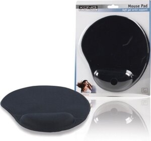 Tapis de souris avec repose poignet en gel König (Noir)