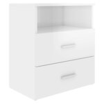 vidaXL Table de chevet Blanc brillant 50x32x60 cm
