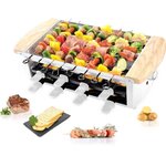 LITTLE BALANCE 8263 Raclette Alpes 1200-8, Raclette Grill Brochettes électrique, 3 en 1, 8 personnes,1200 W, Blanc