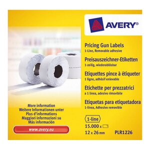 Rouleau d'étiquettes pour pince à étiqueter  - 1 ligne - blanc - enlevable (lot de 10)