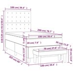 vidaXL Lit à sommier tapissier avec matelas Gris foncé 100x200 cm
