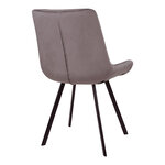 Chaise de salle à manger en velours gris avec pieds noirs
