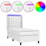 vidaXL Sommier tapissier avec matelas et LED Blanc 90x190cm Similicuir