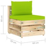 vidaXL Salon de jardin 5 Pièces avec coussins Bois imprégné de vert