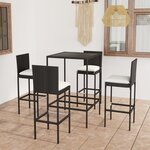 vidaXL Ensemble de bar de jardin 5 Pièces et coussins Résine tressée Noir