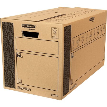 Lot de 10 Caisses de transport SmoothMove Charge lourde 35 x 37 x 66 cm FELLOWES