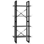 vidaXL Bibliothèque à 4 niveaux Gris 60x30x140 cm Aggloméré