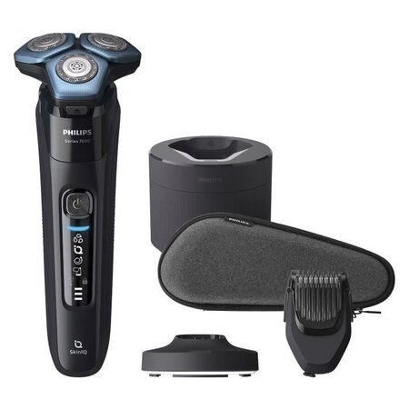 Philips s7783/59 rasoir connecté serie 7000 peau sensible  wet&dry  tetes flexibles 360  1 recharge quick clean pod  housse