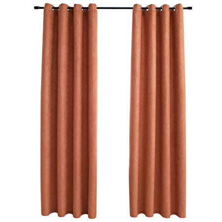 vidaXL Rideaux occultants et anneaux en métal 2 Pièces Rouille 140x225 cm