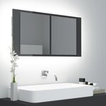 vidaXL Armoire à miroir de bain à LED Gris brillant Acrylique