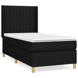 vidaXL Lit à sommier tapissier avec matelas Noir 90x200 cm Tissu