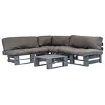 vidaXL Salon palette de jardin 4 Pièces avec coussins gris bois