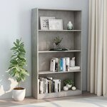 vidaXL Bibliothèque à 4 niveaux Gris béton 80x24x142 cm Aggloméré