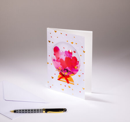 Carte double bulle bulle bulle - une bulle de cœurs pour écrire toute son affection