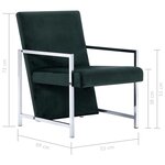 vidaXL Fauteuil avec pieds en chrome Vert foncé Velours