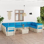 vidaXL Salon de jardin palette 10 Pièces avec coussins Épicéa imprégné