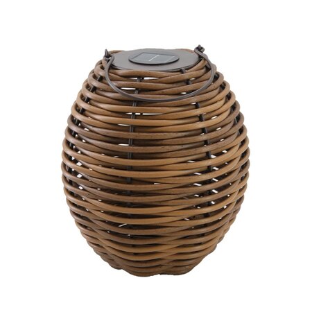 Lanterne solaire bohème raffy solar bois foncé polyrotin h33cm