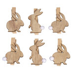 Pinces en bois Lapin  Colore  2 5x3 5cm  6 pces
