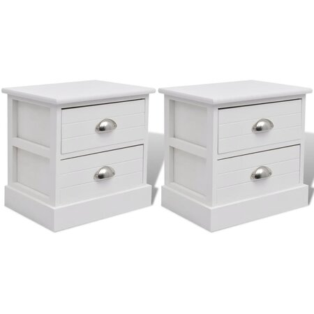 vidaXL Table de chevet 2 Pièces Blanc
