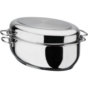 GSW - 411318 - Cocotte - Acier Inoxydable Massif 18/10 - 33 cm - 1 couvercle inox + 1 couvercle en verre avec poignée AROMA