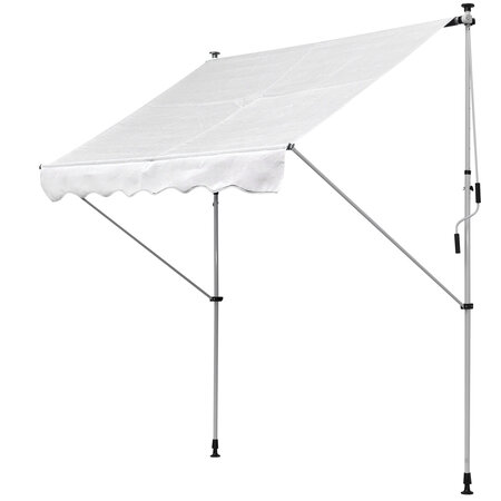 Store banne manuel rétractable 2L x 1 5l x 1 7-2 8H m inclinaison réglable installation rapide métal alu polyester blanc