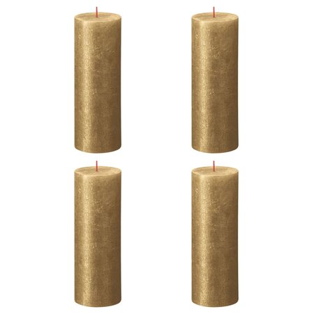 Bolsius Bougies pilier rustiques Shimmer 4 Pièces 190x68 mm Doré