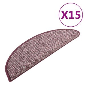 vidaXL Tapis de marches d'escalier 15 Pièces Violet 56x17x3 cm