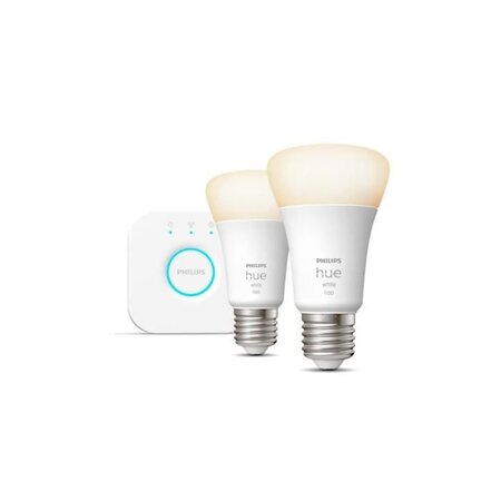 Philips hue blanc - kit de démarrage ampoule led connectée - 9 5w - e27 - pack de 2