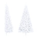 vidaXL Sapin de Noël artificiel moitié avec support blanc 210 cm PVC