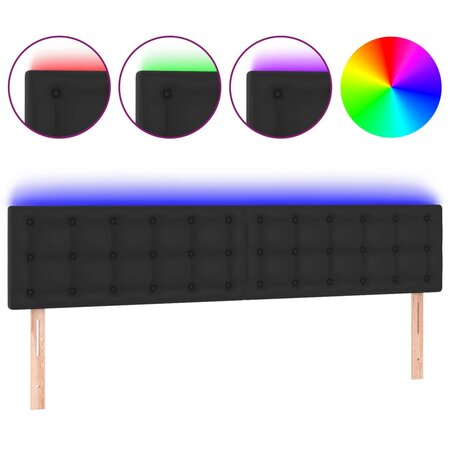 vidaXL Tête de lit à LED Noir 200x5x78/88 cm Similicuir