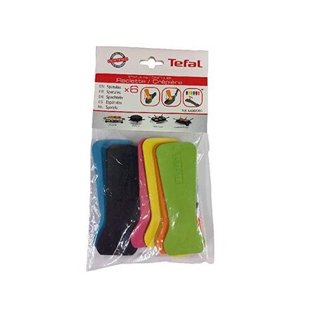 Lot de 6 spatules thermoplastique pour appareil à raclette/crêpière coloris assortis tefal